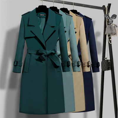 ANNA lang trenchcoat i koreansk stil med justerbar talje