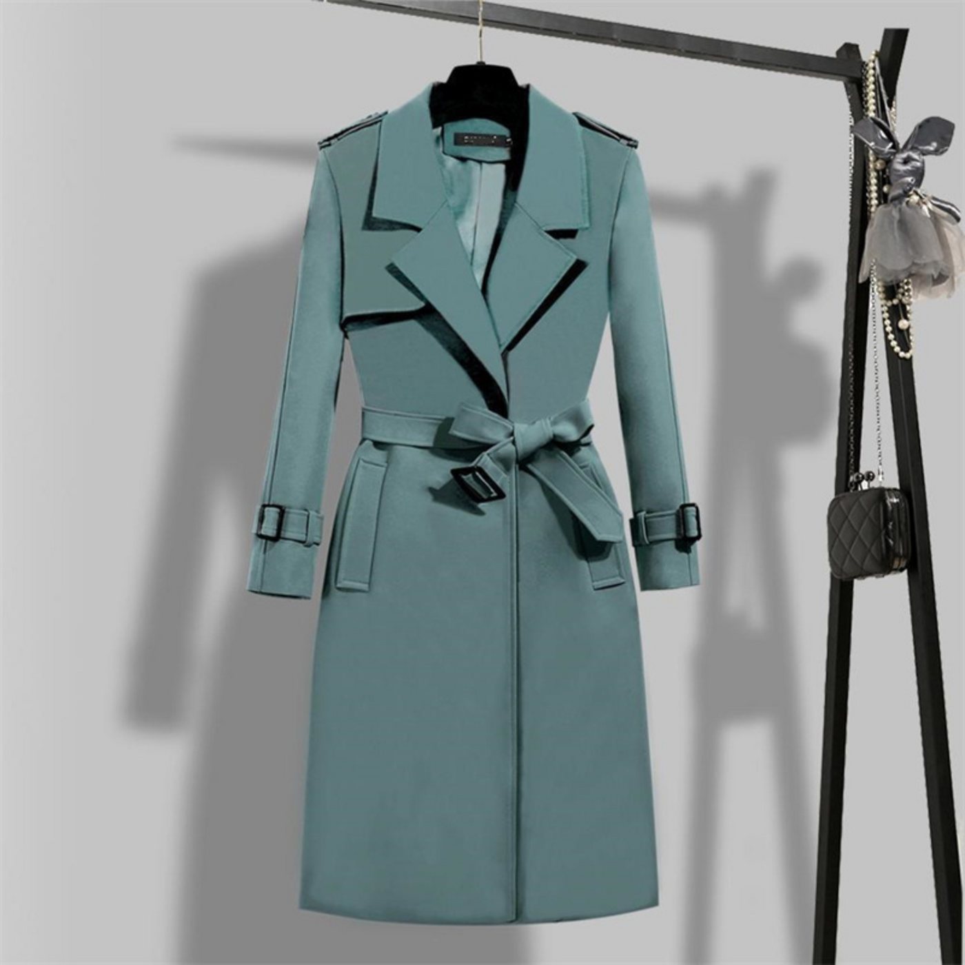 ANNA lang trenchcoat i koreansk stil med justerbar talje