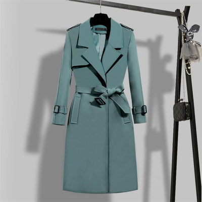 ANNA lang trenchcoat i koreansk stil med justerbar talje
