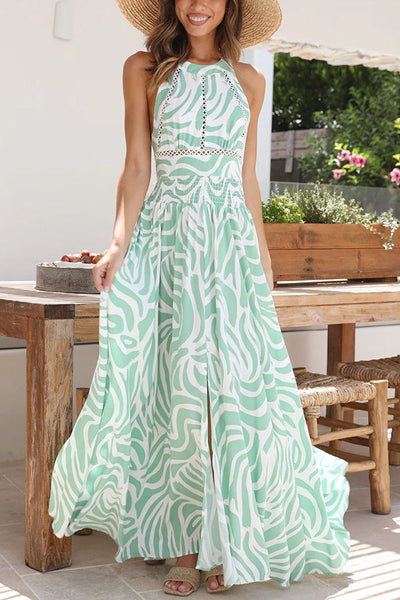 Dame Maxi Kjole – Ærmeløs – Høj Hals – Boheme Patchwork – Lang og Let Passform