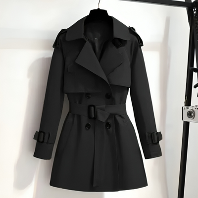 ANNA slim fit kort dobbeltradet trenchcoat