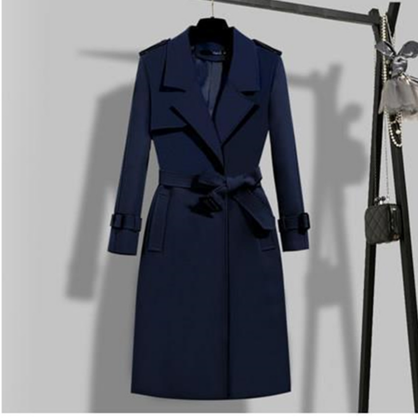 ANNA lang trenchcoat i koreansk stil med justerbar talje