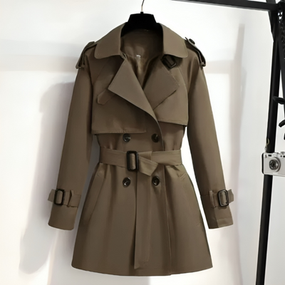 ANNA slim fit kort dobbeltradet trenchcoat