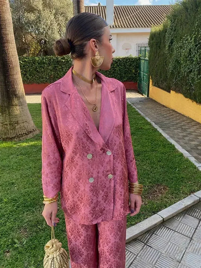 Elegant Blazer & Bukser | Jacquardmønster | Luksuriøst Sæt