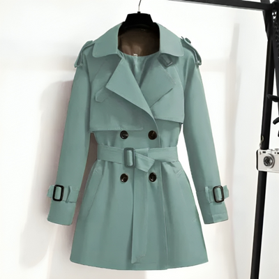 ANNA slim fit kort dobbeltradet trenchcoat