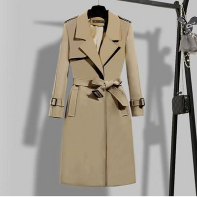 ANNA lang trenchcoat i koreansk stil med justerbar talje