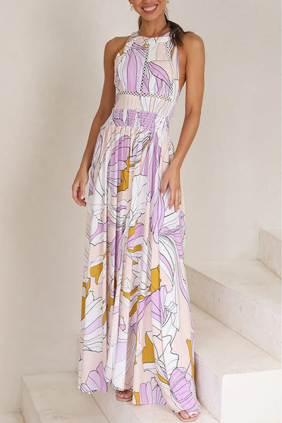 Dame Maxi Kjole – Ærmeløs – Høj Hals – Boheme Patchwork – Lang og Let Passform