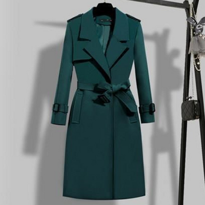 ANNA lang trenchcoat i koreansk stil med justerbar talje