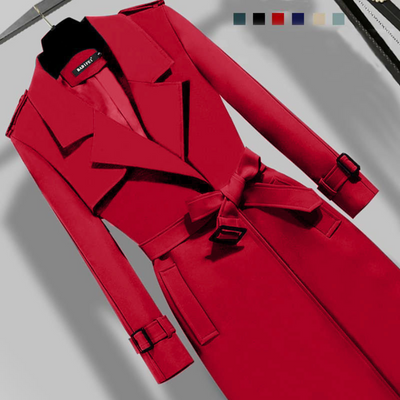 ANNA lang trenchcoat i koreansk stil med justerbar talje