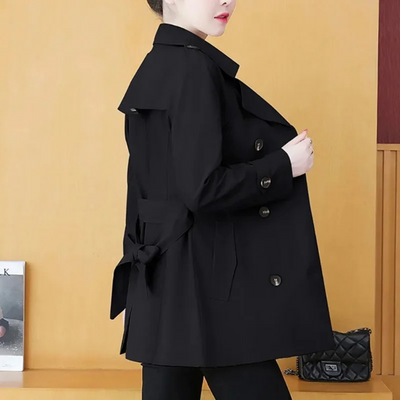 ANNA Koreansk mode Casual mid-long dobbeltradet trenchcoat