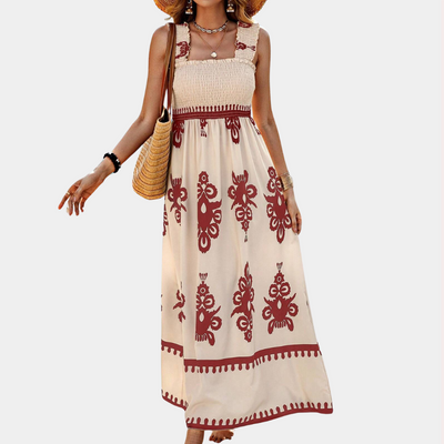 Dame Maxi Kjole - Smock Top - A-line Pasform - Wide Ruffle Stropper - Let og Luftig