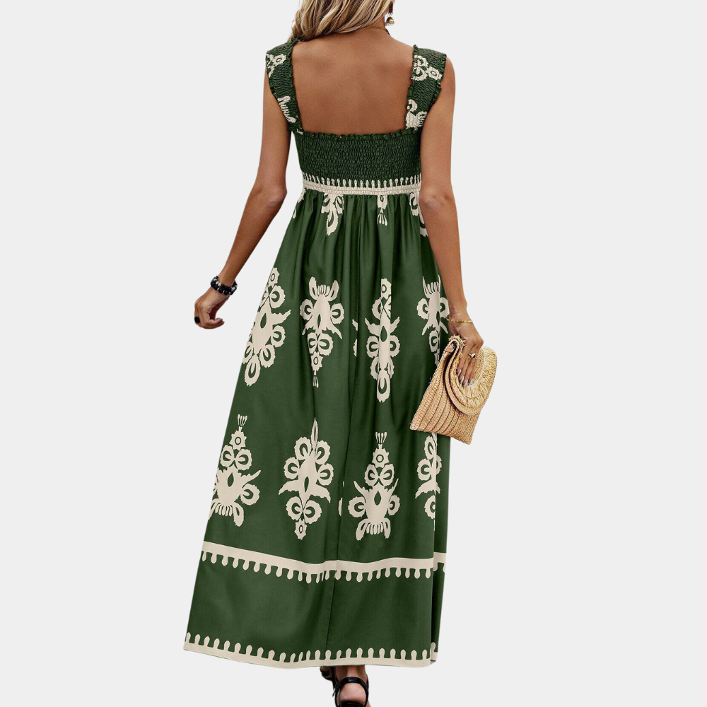 Dame Maxi Kjole - Smock Top - A-line Pasform - Wide Ruffle Stropper - Let og Luftig