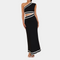 Dame Maxikjole – Asymmetrisk One-Shoulder – Udsmykket Med Kontrastkant – Elegant Snit