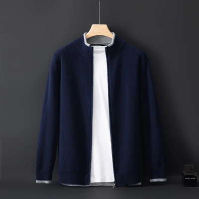 Merino - Cardigan i uld med lynlås til mænd