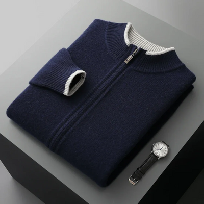 Merino - Cardigan i uld med lynlås til mænd