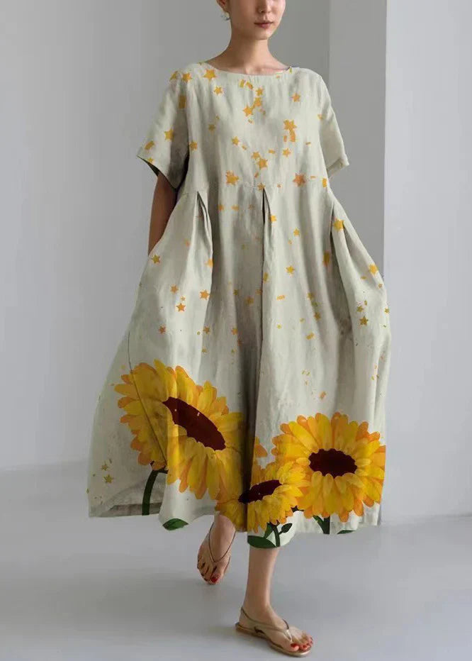 Amelia - Midikjole med blomstermønster