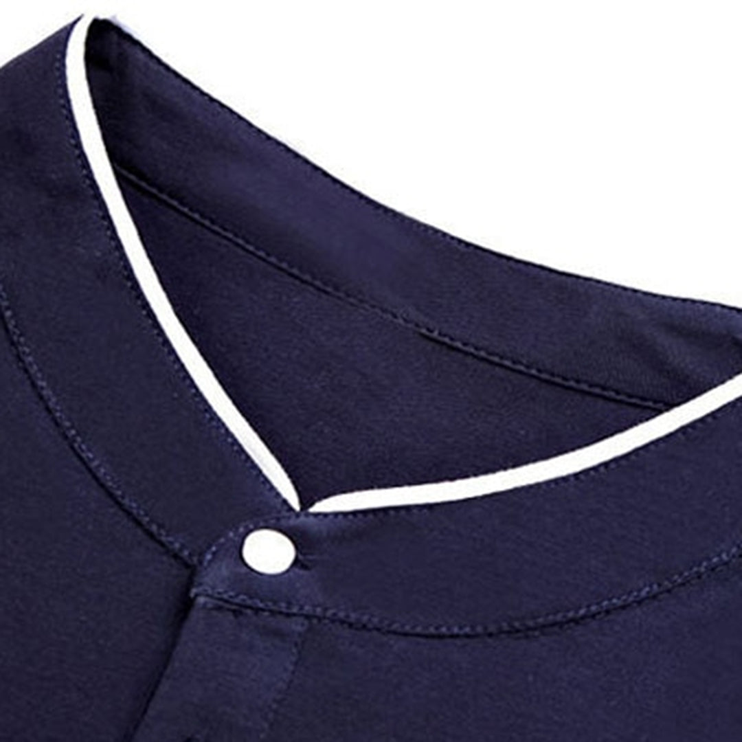 Herreskjorte - Slim Fit - Mandarin Krave - Langærmet - Halv Knaplukning