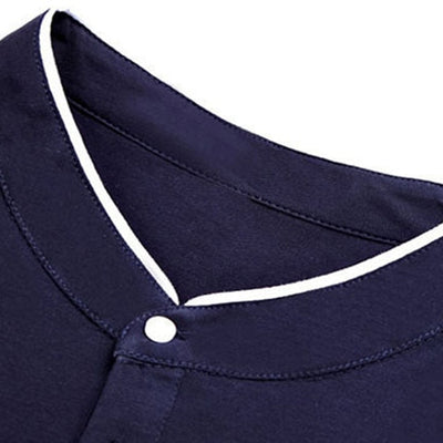 Herreskjorte - Slim Fit - Mandarin Krave - Langærmet - Halv Knaplukning