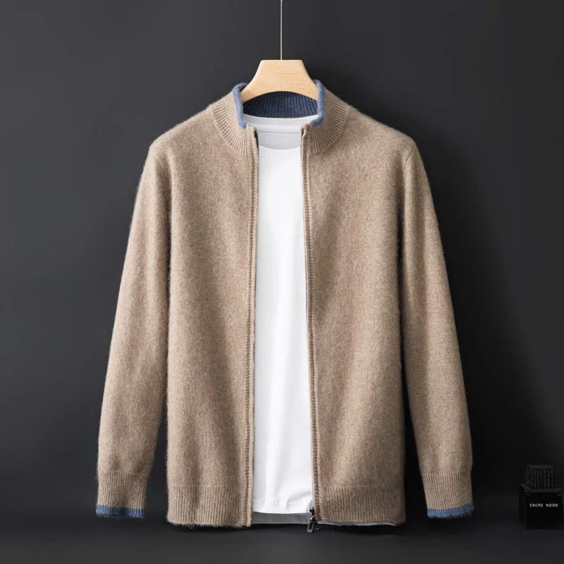 Merino - Cardigan i uld med lynlås til mænd