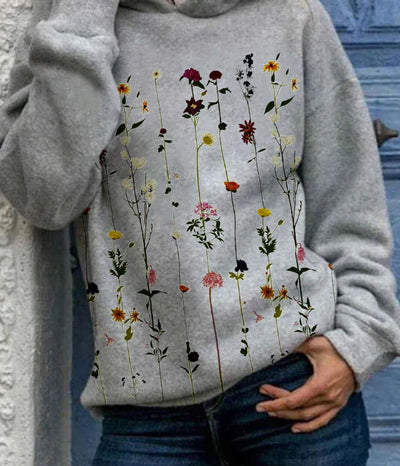 Hættetrøje med blomstermønster til kvinder