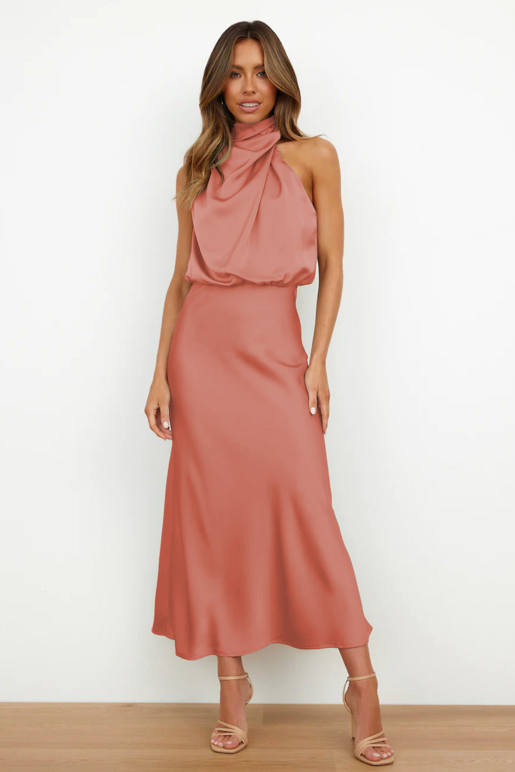 Draped Satin Maxi Dress | Luxurious Silky Fabric | Elegant & Timeless