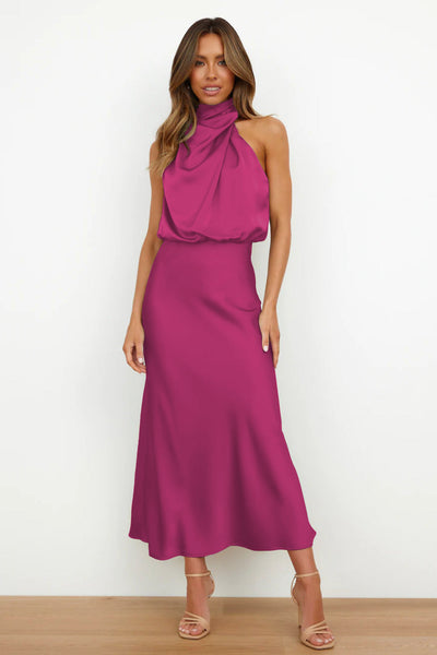 Draped Satin Maxi Dress | Luxurious Silky Fabric | Elegant & Timeless