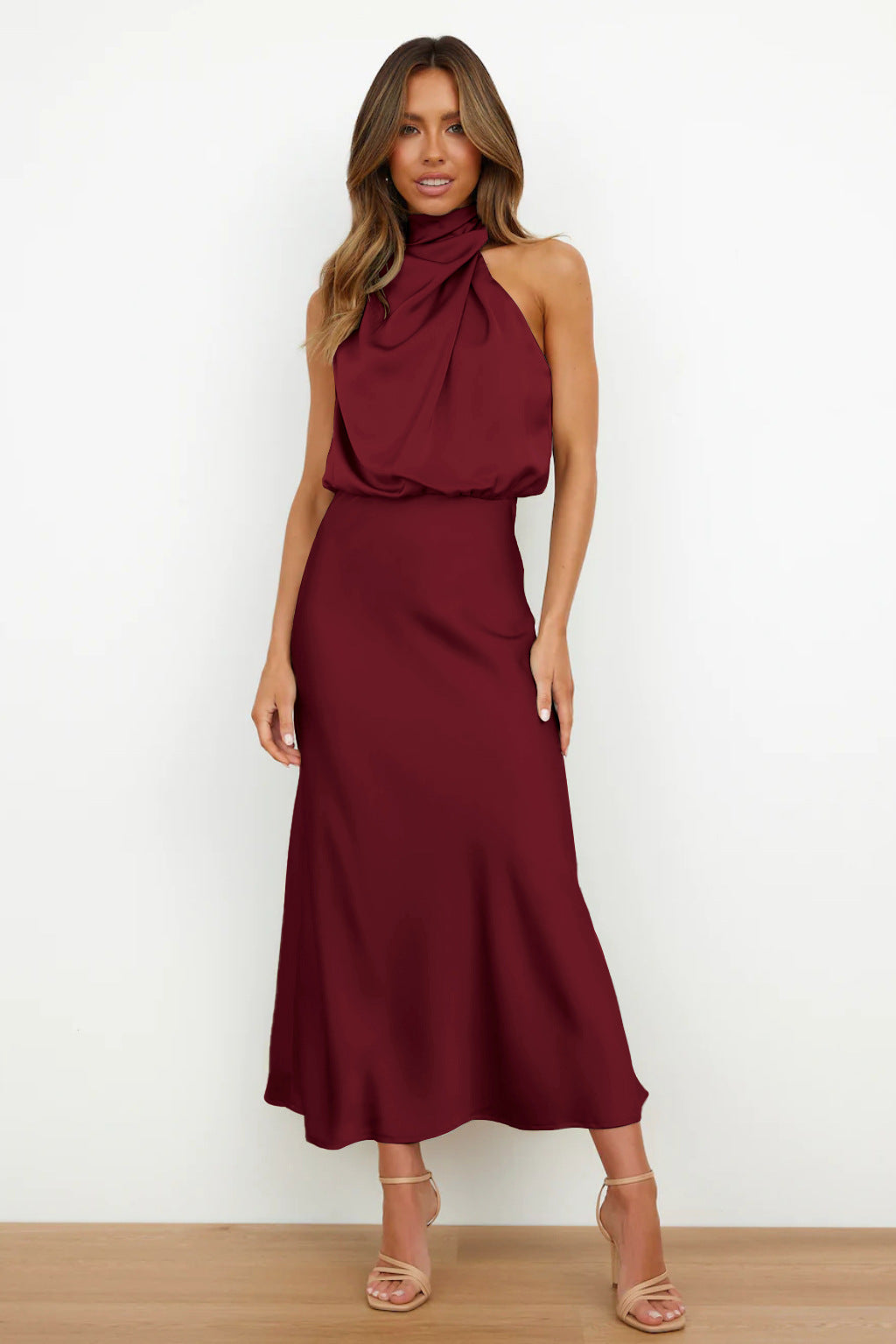 Draped Satin Maxi Dress | Luxurious Silky Fabric | Elegant & Timeless