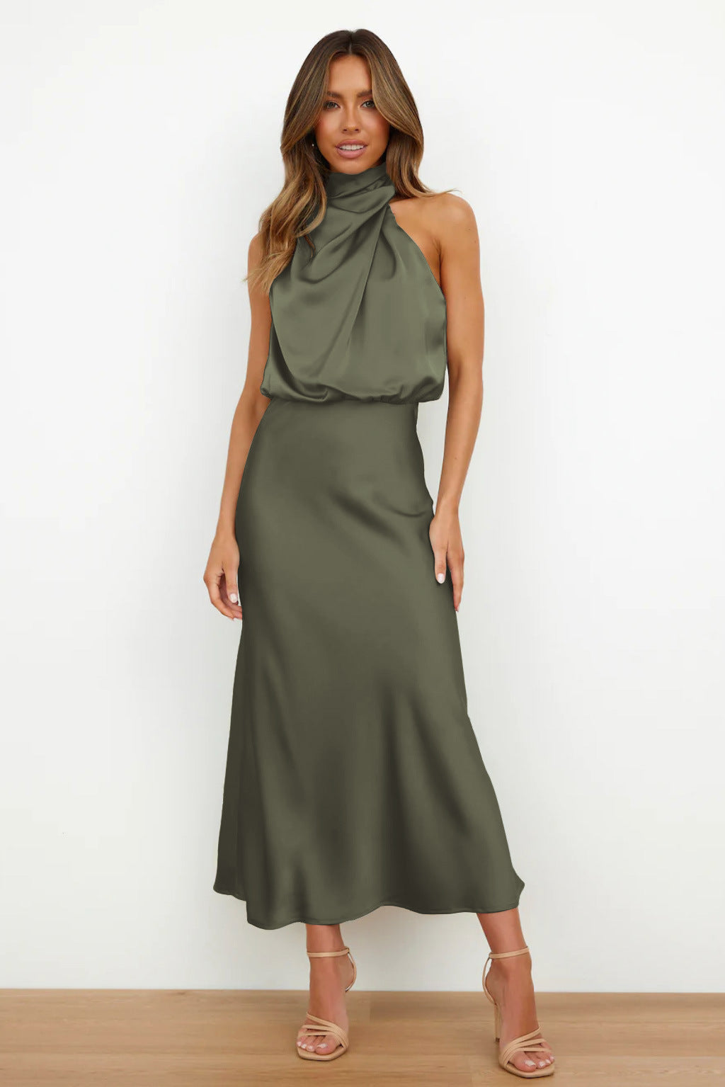 Draped Satin Maxi Dress | Luxurious Silky Fabric | Elegant & Timeless
