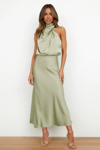 Draped Satin Maxi Dress | Luxurious Silky Fabric | Elegant & Timeless
