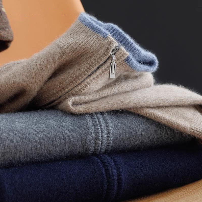 Merino - Cardigan i uld med lynlås til mænd