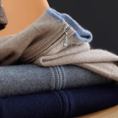 Merino - Cardigan i uld med lynlås til mænd