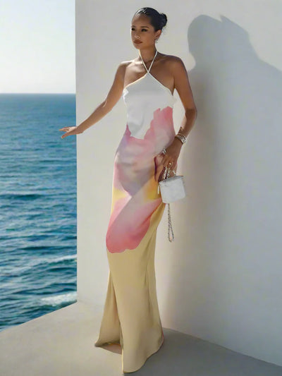 Dame Aftenkjole med Halter & Rygløst Design – Perfekt til Fester - Lisza