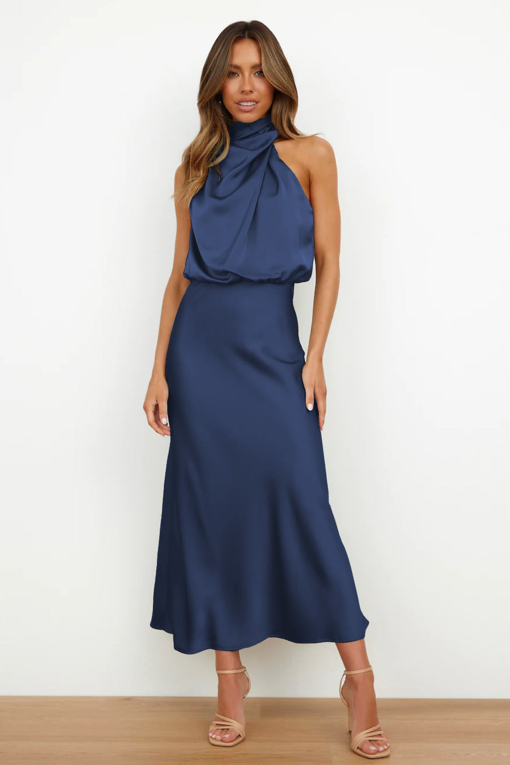Draped Satin Maxi Dress | Luxurious Silky Fabric | Elegant & Timeless
