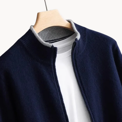 Merino - Cardigan i uld med lynlås til mænd