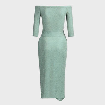 Elegant Glitterkjole med Slids | Polyester | Festlig & Glamourøs