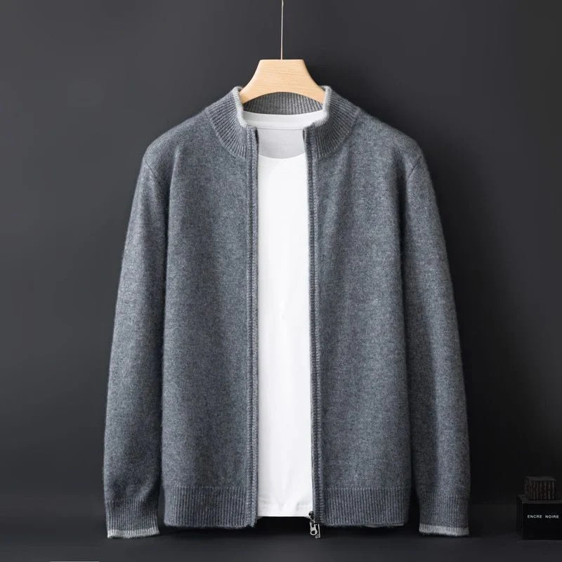 Merino - Cardigan i uld med lynlås til mænd