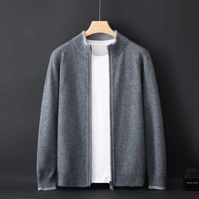 Merino - Cardigan i uld med lynlås til mænd