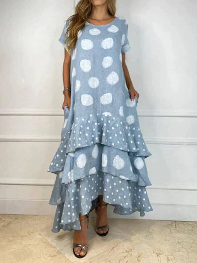 AMELIA - Boho-kjole med prikket print