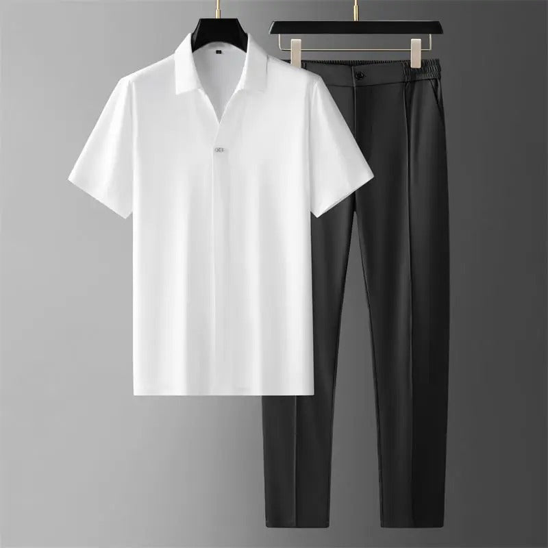Archael - Luksus sæt med poloshirt og bukser i stretch til mænd