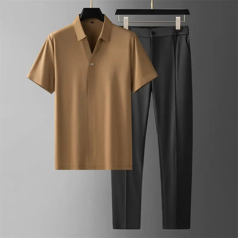 Archael - Luksus sæt med poloshirt og bukser i stretch til mænd