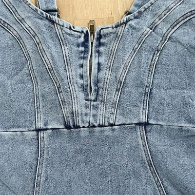 Annelise - Bodycon-midikjole i denim - Justerbare stropper - Gadestil - Festkjole