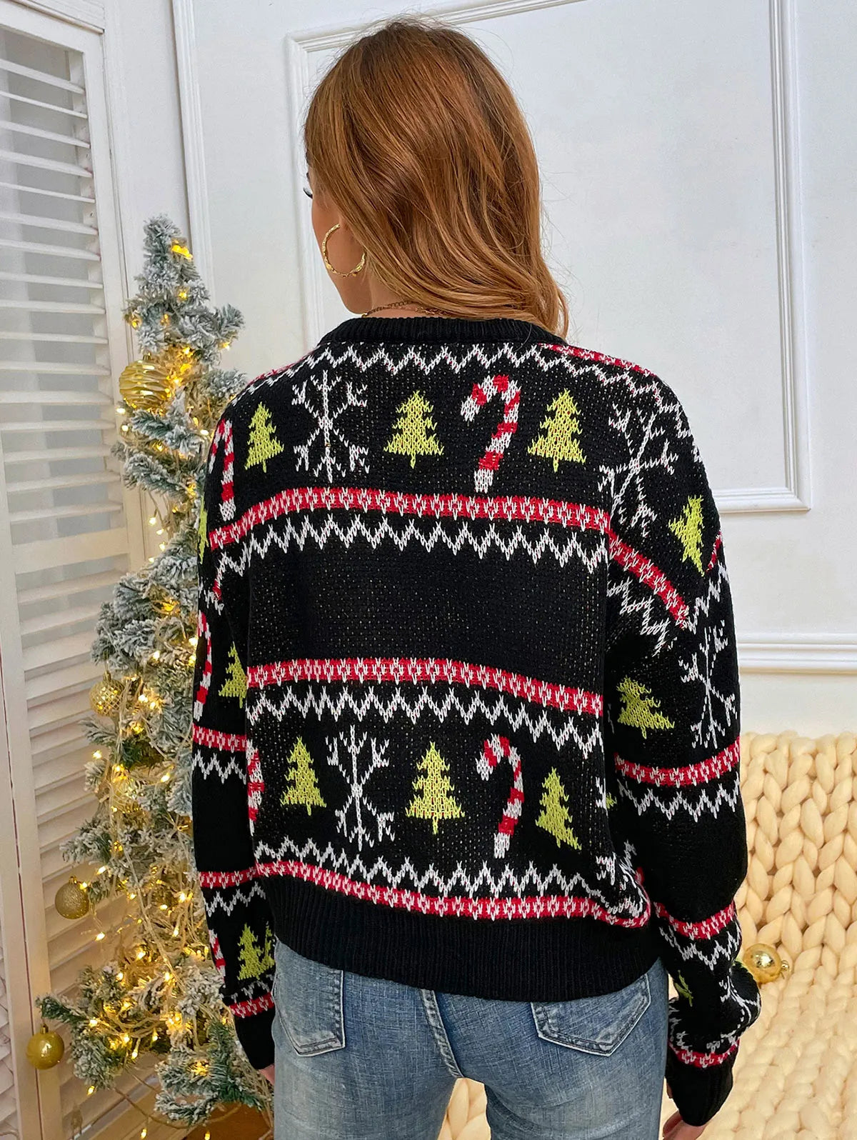 Langærmet strikket sweater