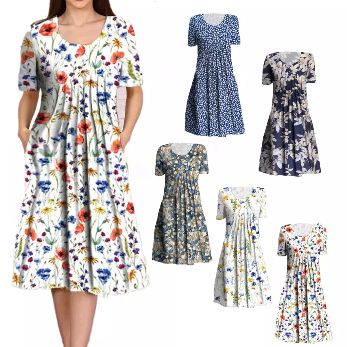 Sommerlig Midi Kjole | Blomstret & Let | Afslappet Pasform