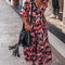 AntonioDeLuca Floral Flowy Kjole med V-hals