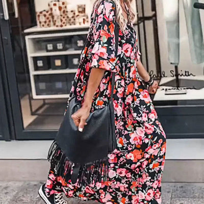 AntonioDeLuca Floral Flowy Kjole med V-hals