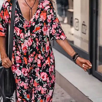 AntonioDeLuca Floral Flowy Kjole med V-hals